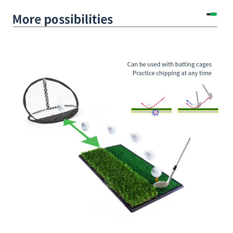 2 in 1 Double Grass Golf Hitting Mat: Can be used with batting cages, practice chipping at any time