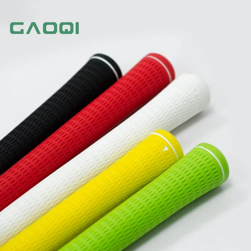Side view of golf grip showcasing ergonomic design and rubber material