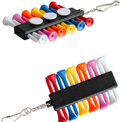 Golf Ball Marker and Tee Holder with Storage Pouch